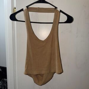 Fashion-nova Women's Tan and Cream Halter Top Large